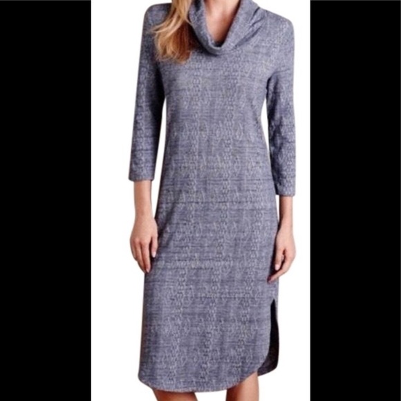 Anthropologie Saturday Sunday Heather Blue Cowl Neck Long Dress Size Small - Picture 1 of 7